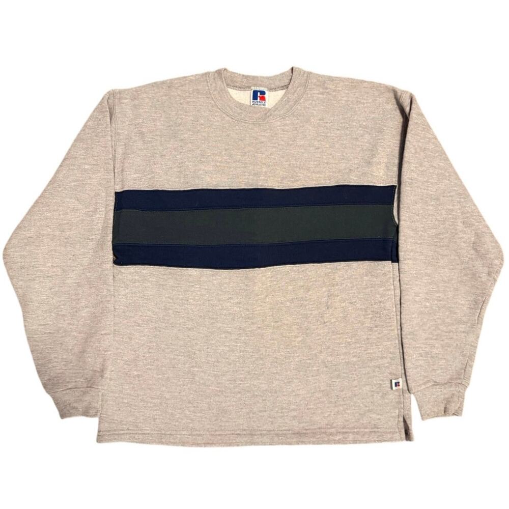 Vintage 90s Russell Athletic Horizontal Wraparound Chest Stripe Sweatshirt Large